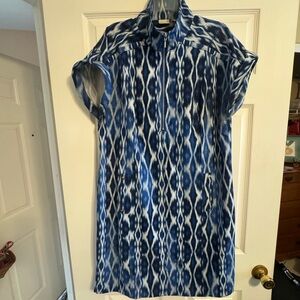 Chico’s Zenergy Blue Ikat Zip-Front Mini Dress